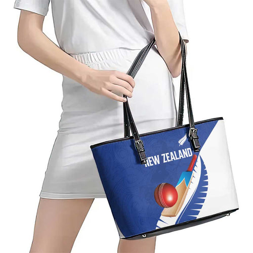 New Zealand Cricket Leather Tote Bag Kiwi Birds Haka Dance Blue Fern Sporty Style