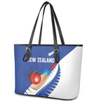 New Zealand Cricket Leather Tote Bag Kiwi Birds Haka Dance Blue Fern Sporty Style