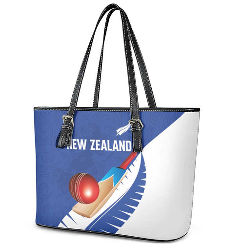 New Zealand Cricket Leather Tote Bag Kiwi Birds Haka Dance Blue Fern Sporty Style