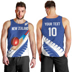 Custom New Zealand Cricket Men Tank Top Kiwi Birds Haka Dance Blue Fern Sporty Style