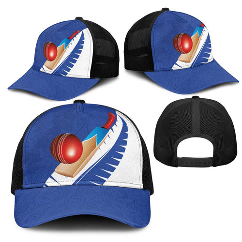 New Zealand Cricket Mesh Trucker Cap Kiwi Birds Haka Dance Blue Fern Sporty Style
