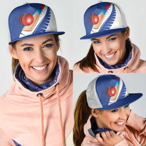 New Zealand Cricket Mesh Trucker Cap Kiwi Birds Haka Dance Blue Fern Sporty Style