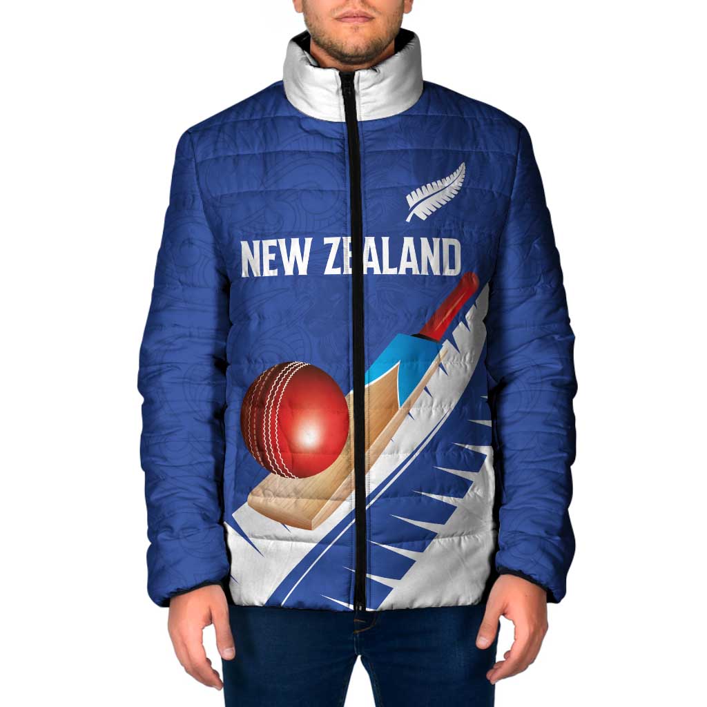 Custom New Zealand Cricket Padded Jacket Kiwi Birds Haka Dance Blue Fern Sporty Style