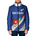 Custom New Zealand Cricket Padded Jacket Kiwi Birds Haka Dance Blue Fern Sporty Style