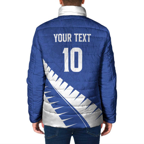 Custom New Zealand Cricket Padded Jacket Kiwi Birds Haka Dance Blue Fern Sporty Style