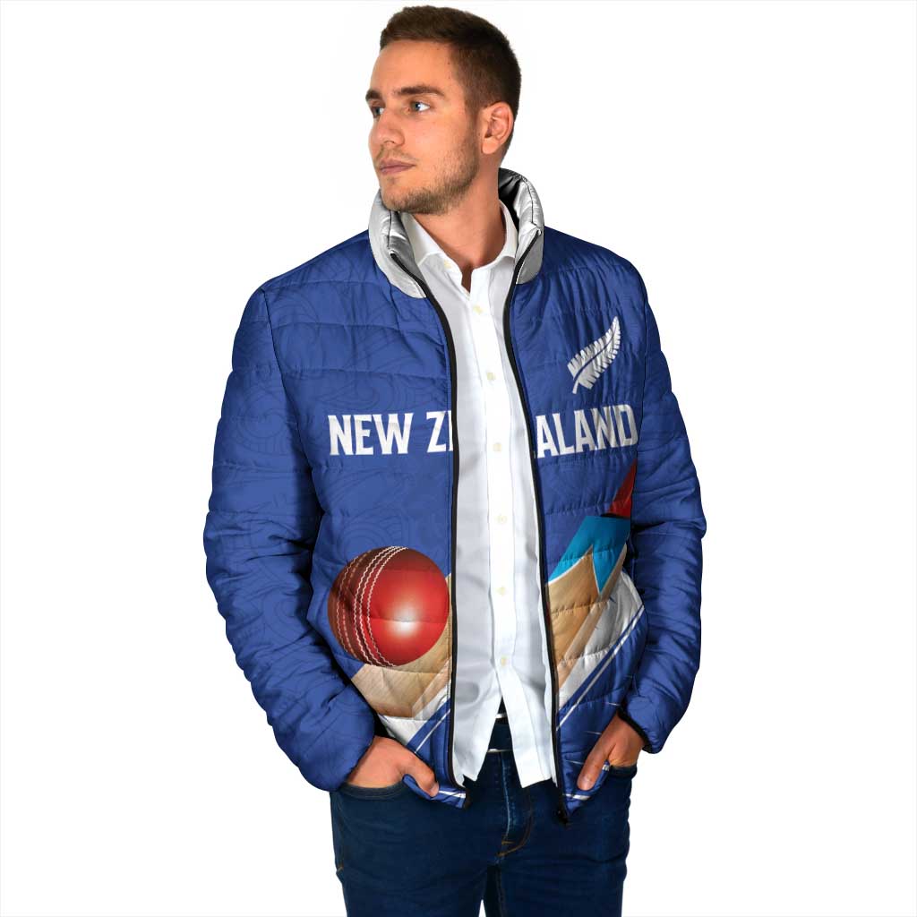 Custom New Zealand Cricket Padded Jacket Kiwi Birds Haka Dance Blue Fern Sporty Style