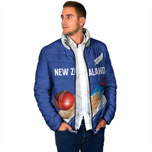 Custom New Zealand Cricket Padded Jacket Kiwi Birds Haka Dance Blue Fern Sporty Style