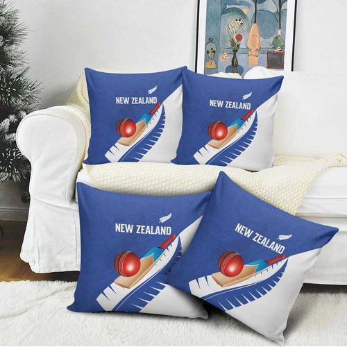 New Zealand Cricket Pillow Cover Kiwi Birds Haka Dance Blue Fern Sporty Style