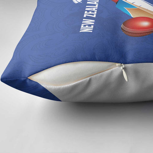 New Zealand Cricket Pillow Cover Kiwi Birds Haka Dance Blue Fern Sporty Style