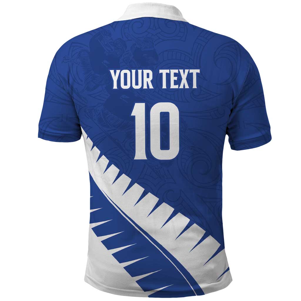 Custom New Zealand Cricket Polo Shirt Kiwi Birds Haka Dance Blue Fern Sporty Style