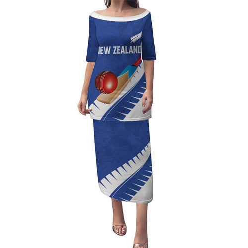 Custom New Zealand Cricket Puletasi Kiwi Birds Haka Dance Blue Fern Sporty Style