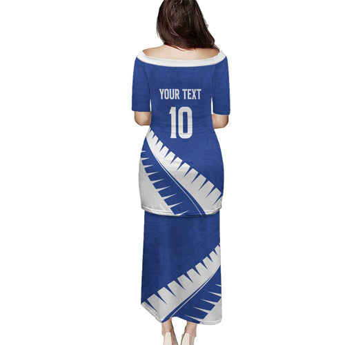 Custom New Zealand Cricket Puletasi Kiwi Birds Haka Dance Blue Fern Sporty Style