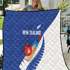 New Zealand Cricket Quilt Kiwi Birds Haka Dance Blue Fern Sporty Style