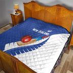 New Zealand Cricket Quilt Kiwi Birds Haka Dance Blue Fern Sporty Style