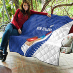 New Zealand Cricket Quilt Kiwi Birds Haka Dance Blue Fern Sporty Style