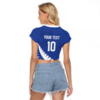 Custom New Zealand Cricket Raglan Cropped T Shirt Kiwi Birds Haka Dance Blue Fern Sporty Style