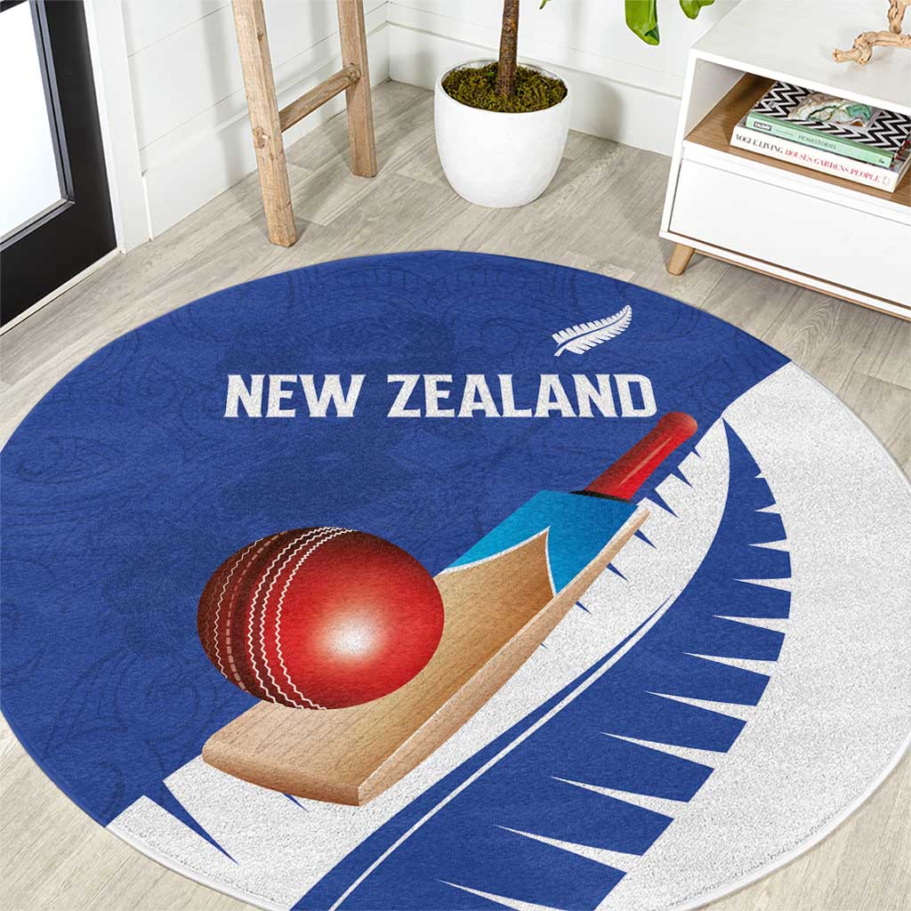 New Zealand Cricket Round Carpet Kiwi Birds Haka Dance Blue Fern Sporty Style
