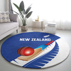 New Zealand Cricket Round Carpet Kiwi Birds Haka Dance Blue Fern Sporty Style