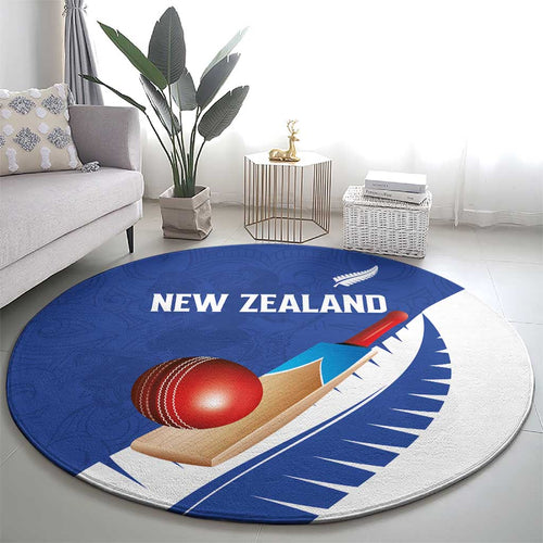 New Zealand Cricket Round Carpet Kiwi Birds Haka Dance Blue Fern Sporty Style