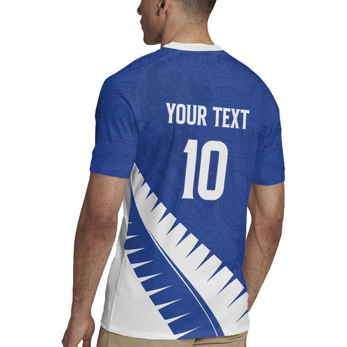 Custom New Zealand Cricket Rugby Jersey Kiwi Birds Haka Dance Blue Fern Sporty Style