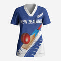 Custom New Zealand Cricket Scrub Top Kiwi Birds Haka Dance Blue Fern Sporty Style