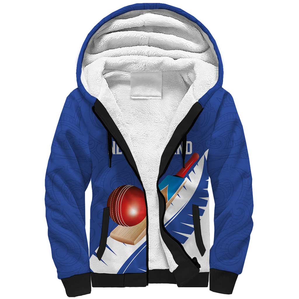 Custom New Zealand Cricket Sherpa Hoodie Kiwi Birds Haka Dance Blue Fern Sporty Style