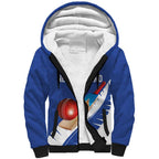 Custom New Zealand Cricket Sherpa Hoodie Kiwi Birds Haka Dance Blue Fern Sporty Style