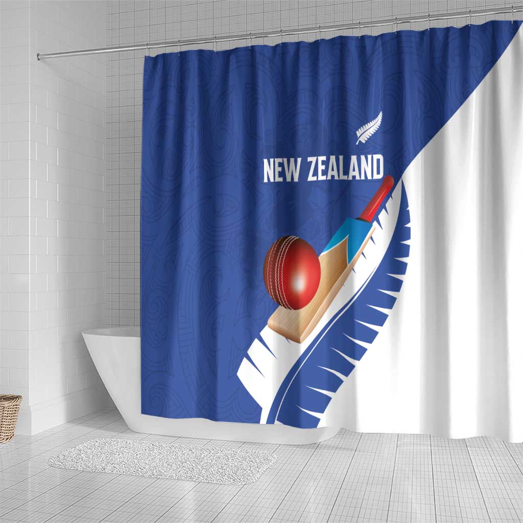 New Zealand Cricket Shower Curtain Kiwi Birds Haka Dance Blue Fern Sporty Style
