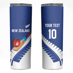 Custom New Zealand Cricket Skinny Tumbler Kiwi Birds Haka Dance Blue Fern Sporty Style
