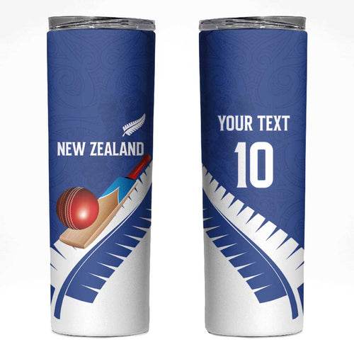 Custom New Zealand Cricket Skinny Tumbler Kiwi Birds Haka Dance Blue Fern Sporty Style
