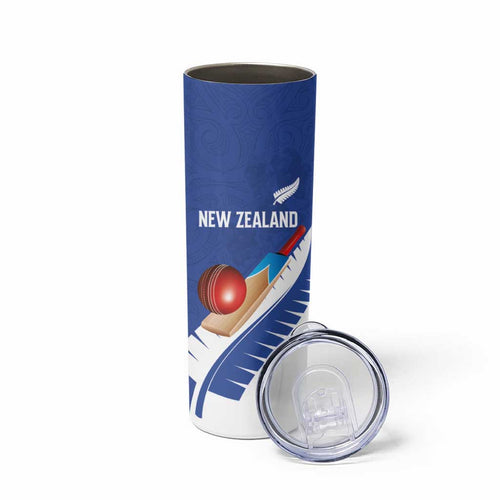 Custom New Zealand Cricket Skinny Tumbler Kiwi Birds Haka Dance Blue Fern Sporty Style