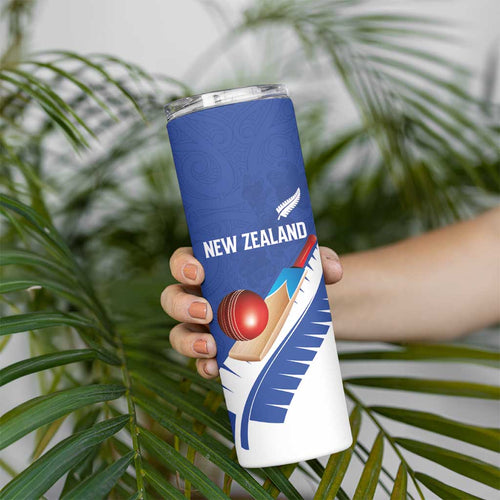 Custom New Zealand Cricket Skinny Tumbler Kiwi Birds Haka Dance Blue Fern Sporty Style