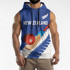Custom New Zealand Cricket Sleeveless Hoodie Kiwi Birds Haka Dance Blue Fern Sporty Style
