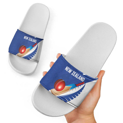 New Zealand Cricket Slide Sandals Kiwi Birds Haka Dance Blue Fern Sporty Style