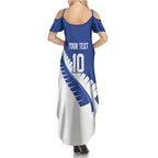 Custom New Zealand Cricket Summer Maxi Dress Kiwi Birds Haka Dance Blue Fern Sporty Style