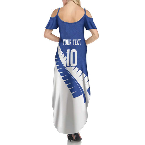 Custom New Zealand Cricket Summer Maxi Dress Kiwi Birds Haka Dance Blue Fern Sporty Style