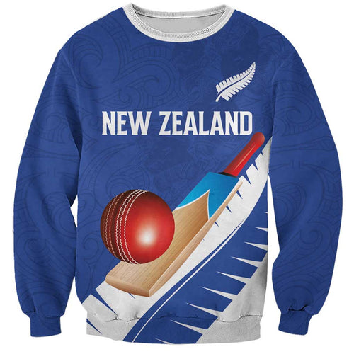 Custom New Zealand Cricket Sweatshirt Kiwi Birds Haka Dance Blue Fern Sporty Style