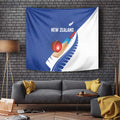 New Zealand Cricket Tapestry Kiwi Birds Haka Dance Blue Fern Sporty Style