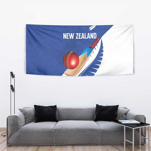 New Zealand Cricket Tapestry Kiwi Birds Haka Dance Blue Fern Sporty Style