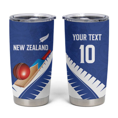 Custom New Zealand Cricket Tumbler Cup Kiwi Birds Haka Dance Blue Fern Sporty Style