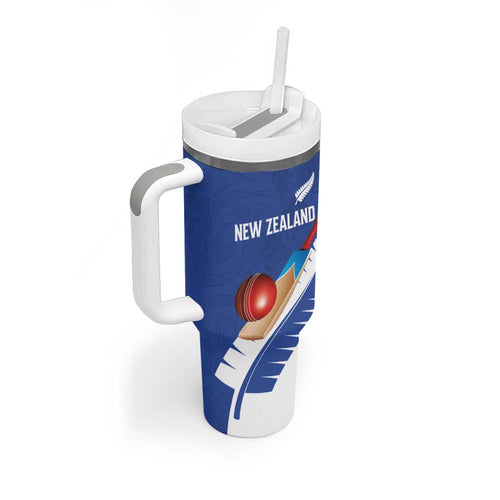 Custom New Zealand Cricket Tumbler With Handle Kiwi Birds Haka Dance Blue Fern Sporty Style