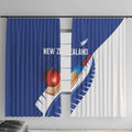 New Zealand Cricket Window Curtain Kiwi Birds Haka Dance Blue Fern Sporty Style
