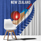 New Zealand Cricket Window Curtain Kiwi Birds Haka Dance Blue Fern Sporty Style