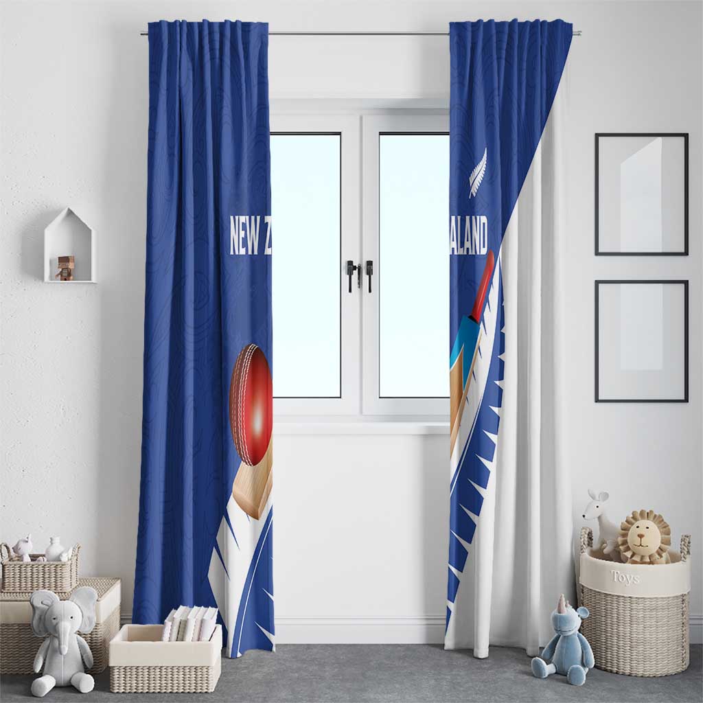 New Zealand Cricket Window Curtain Kiwi Birds Haka Dance Blue Fern Sporty Style