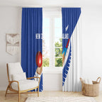 New Zealand Cricket Window Curtain Kiwi Birds Haka Dance Blue Fern Sporty Style