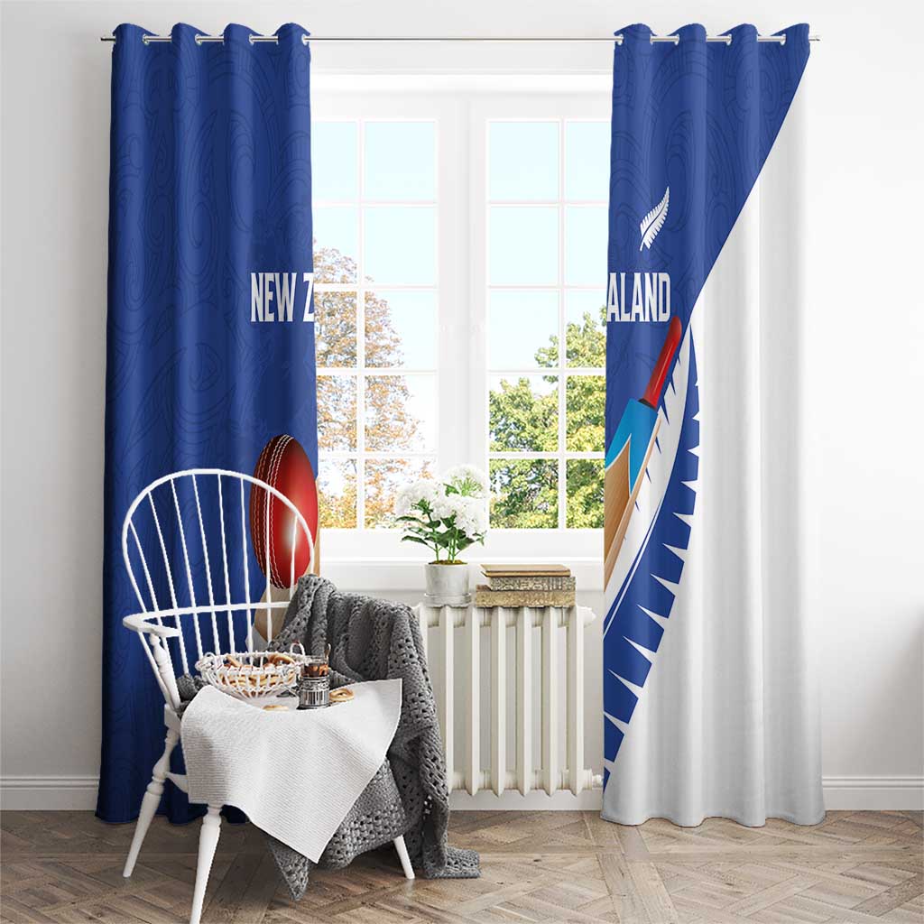 New Zealand Cricket Window Curtain Kiwi Birds Haka Dance Blue Fern Sporty Style