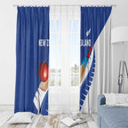New Zealand Cricket Window Curtain Kiwi Birds Haka Dance Blue Fern Sporty Style