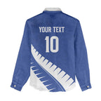 Custom New Zealand Cricket Women Casual Shirt Kiwi Birds Haka Dance Blue Fern Sporty Style