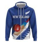 Custom New Zealand Cricket Zip Hoodie Kiwi Birds Haka Dance Blue Fern Sporty Style