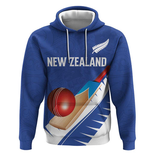 Custom New Zealand Cricket Zip Hoodie Kiwi Birds Haka Dance Blue Fern Sporty Style